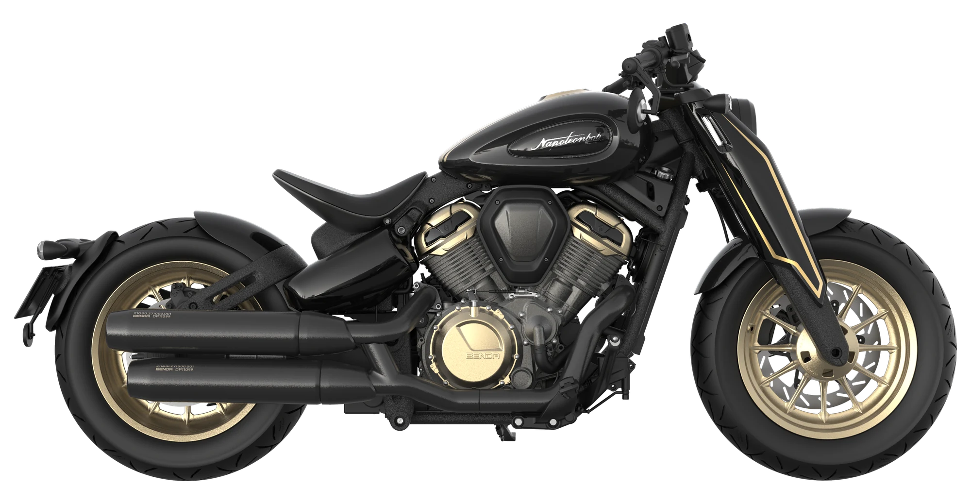 BENDA Napoleonbob 500 in Phantom Black · Gold Wheels